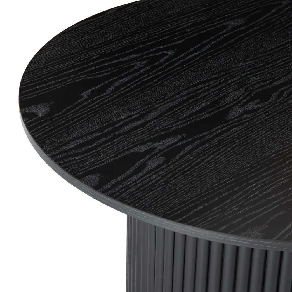 NNEDSZ Luxe Black Ribbed Texture Wooden Coffee Table-3