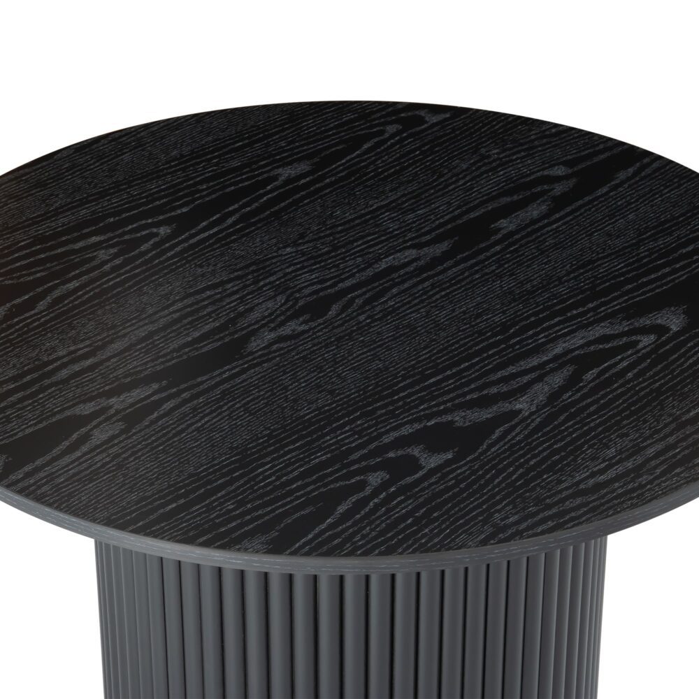 NNEDSZ Luxe Black Ribbed Texture Wooden Coffee Table-4