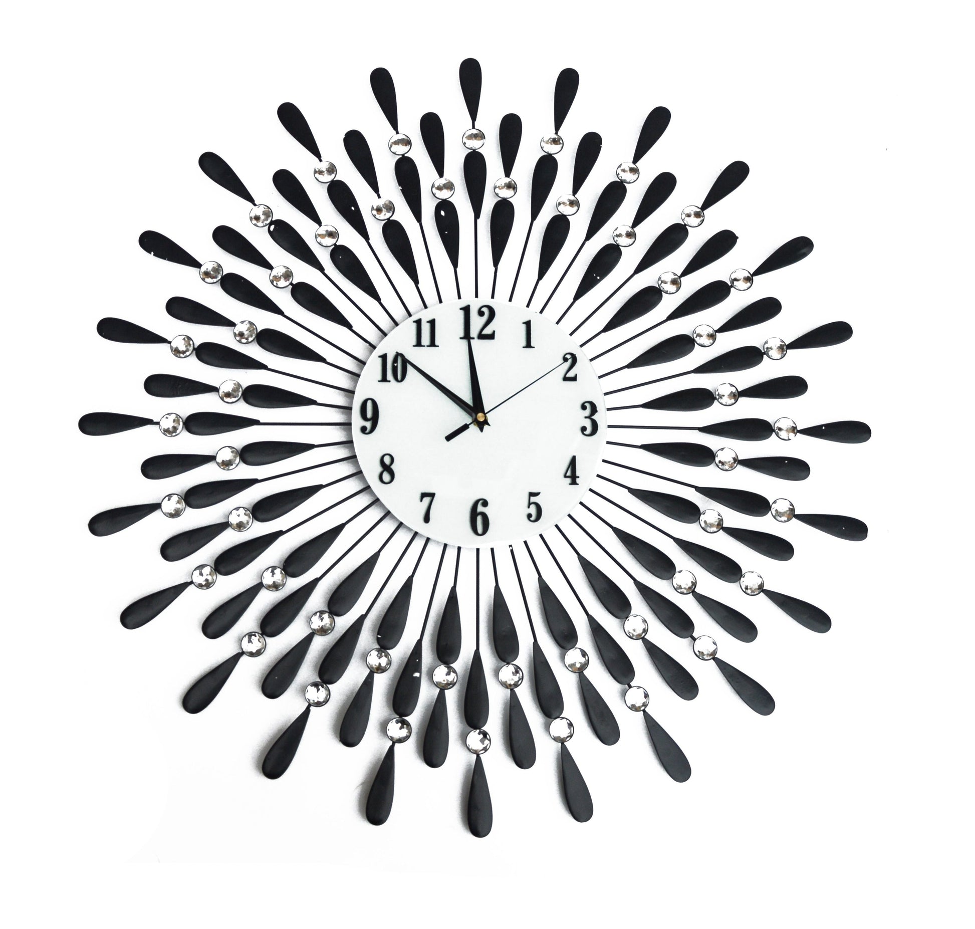 NNEDSZ Modern 3D Crystal Wall Clock Luxury Art Metal Round Home Decor-0