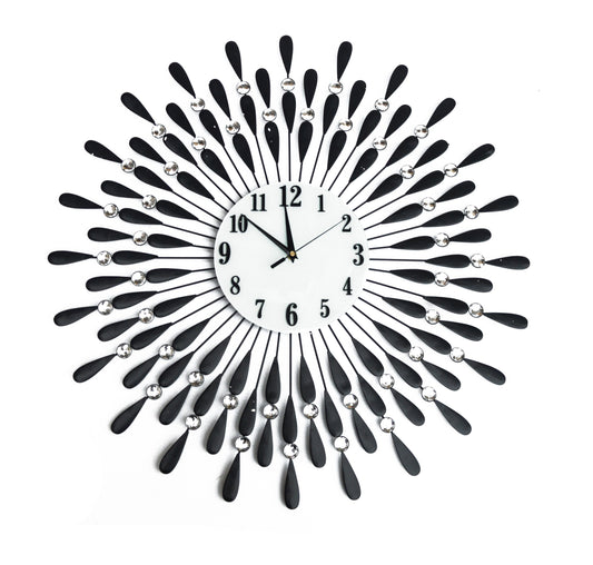 NNEDSZ Modern 3D Crystal Wall Clock Luxury Art Metal Round Home Decor-0