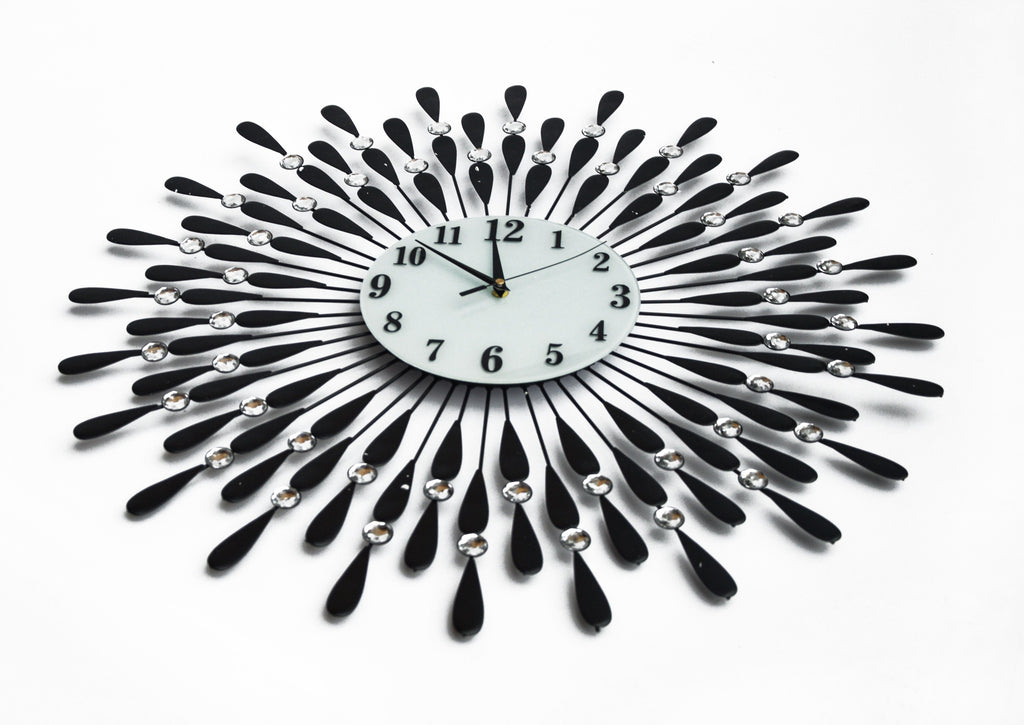 NNEDSZ Modern 3D Crystal Wall Clock Luxury Art Metal Round Home Decor-1