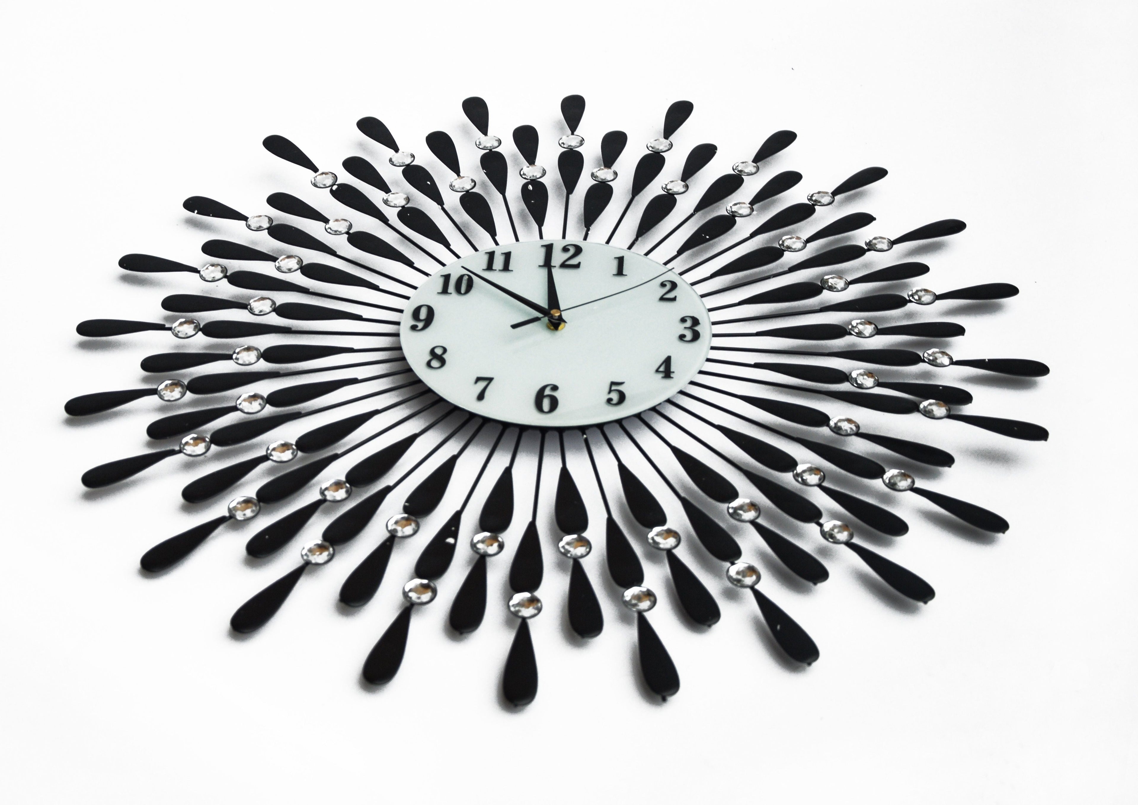 NNEDSZ Modern 3D Crystal Wall Clock Luxury Art Metal Round Home Decor-1