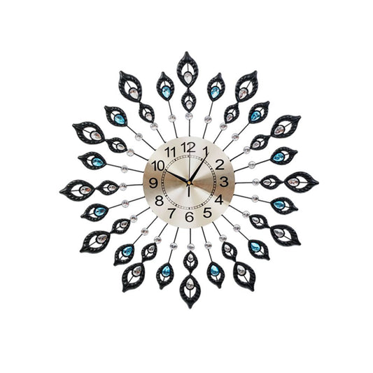 NNEDSZ Large Modern 3D Crystal Wall Clock Luxury Golden Glass Round Dial Home Office-0