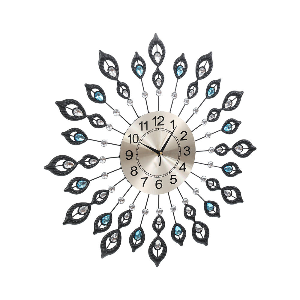 NNEDSZ Large Modern 3D Crystal Wall Clock Luxury Golden Glass Round Dial Home Office-1