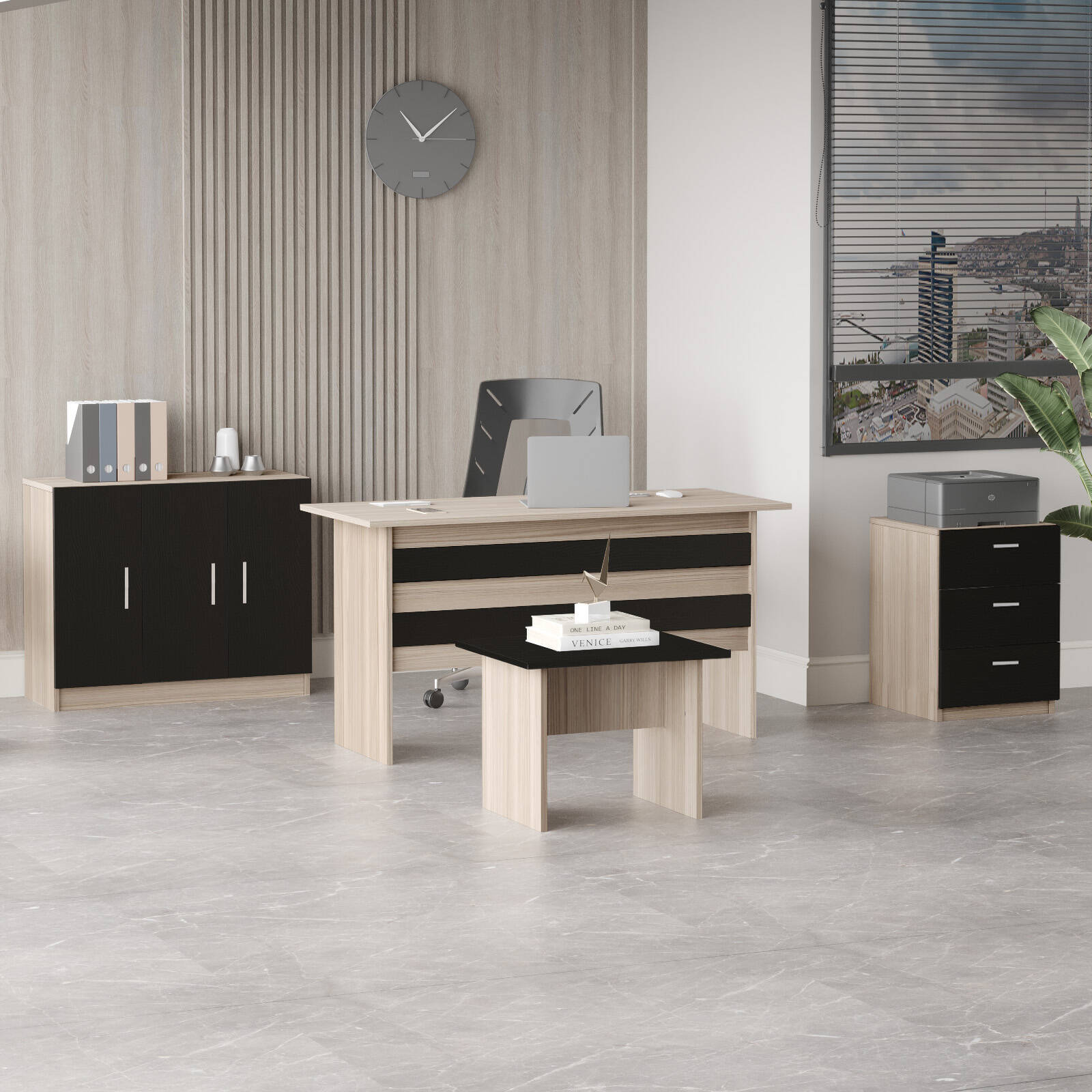 Lot bureau BEG12 – Bureau, Table d’appoint, Caisson & Armoire | 3 Coloris