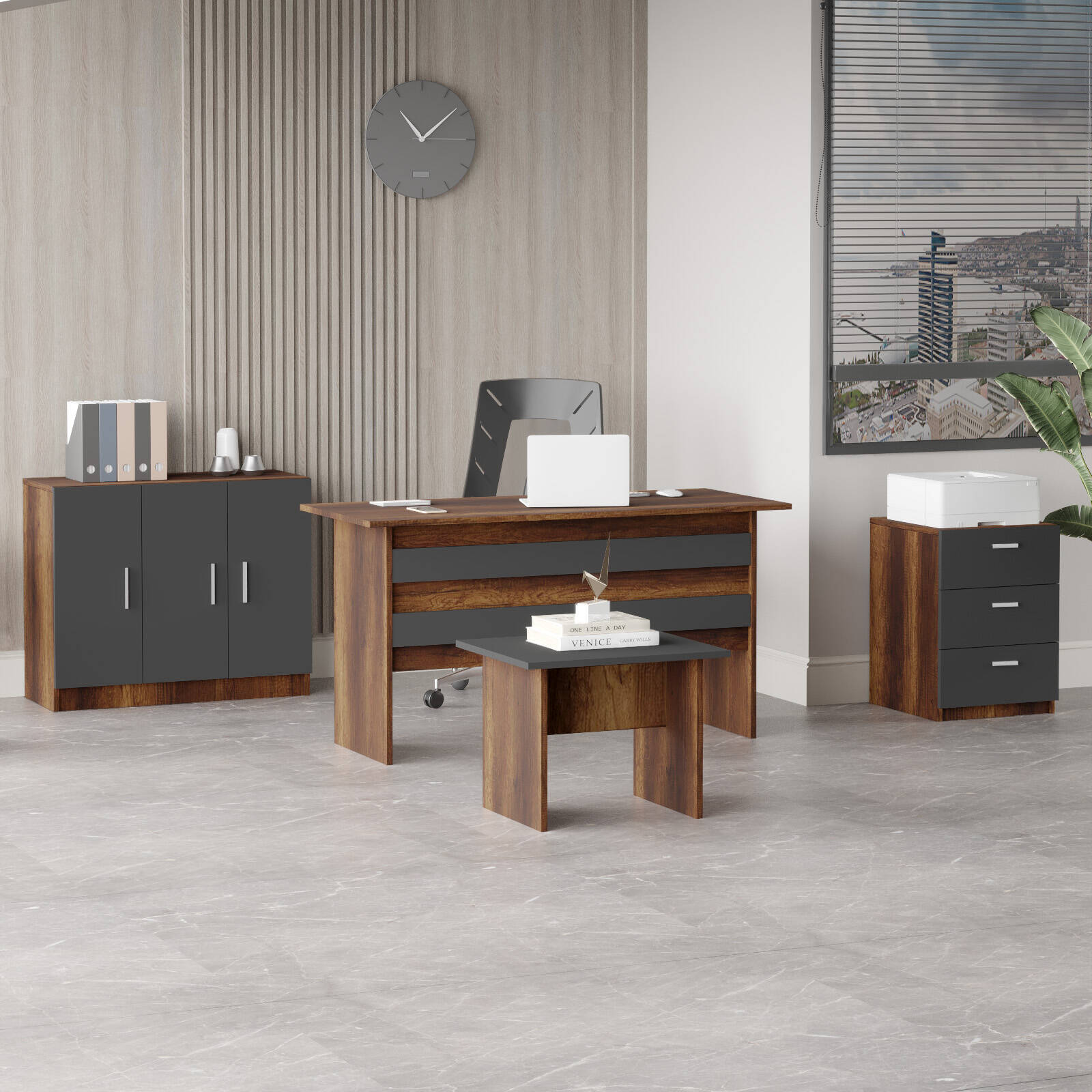 Lot bureau BEG12 – Bureau, Table d’appoint, Caisson & Armoire | 3 Coloris