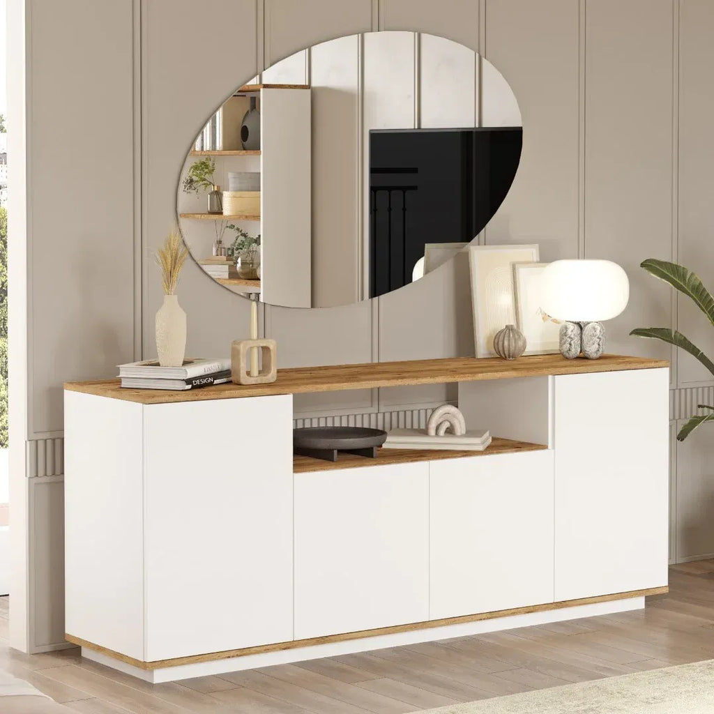 buffet FR15-AW blanc et pin 4 portes