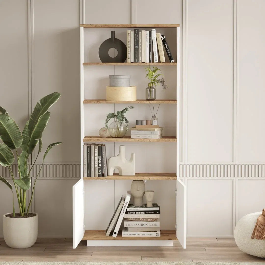 Lot de meubles pour salon AVE19 – Meuble TV, Table basse, Bibliothèque & Buffet | Pin & Blanc