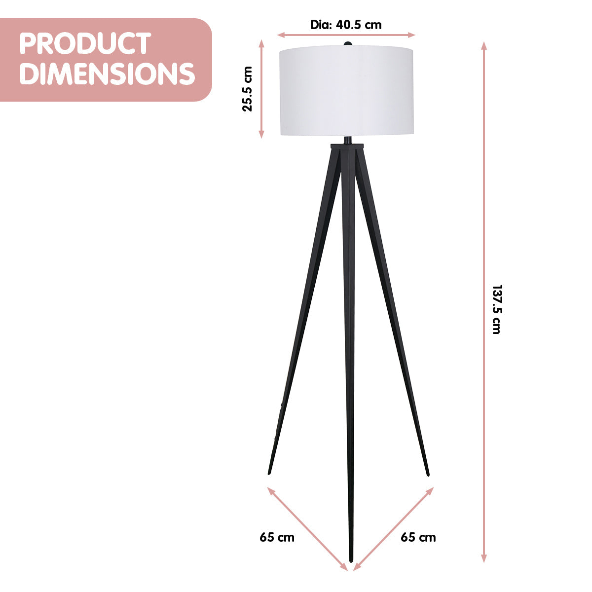 NNEDPE Sarantino Minimalist Modern Tripod Floor Lamp Black