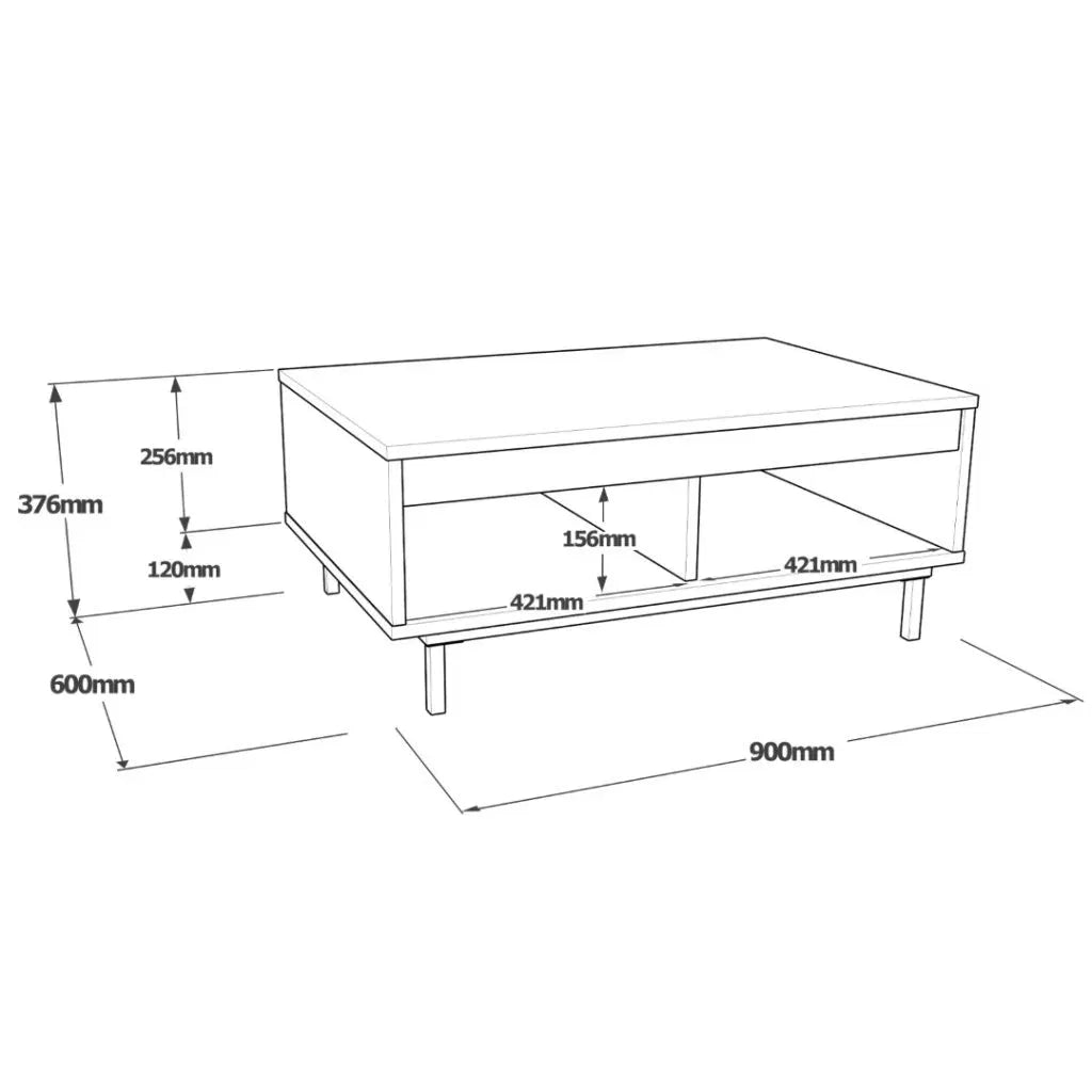 Table basse ARY29 – Design Contemporain 90 cm | Bois/Noir ou Gris Béton/Noir