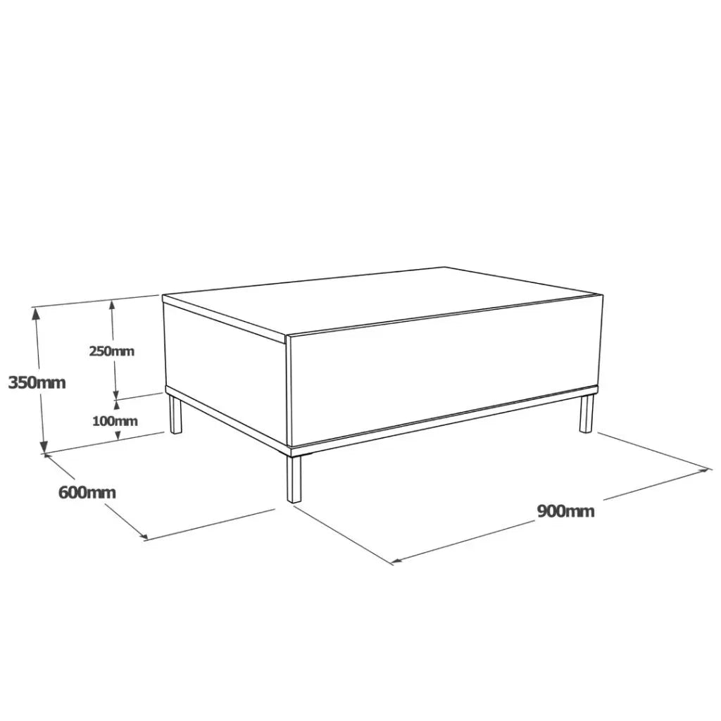 Table basse ARY31 – Design Contemporain 90 cm | Bois/Noir ou Gris Béton/Noir