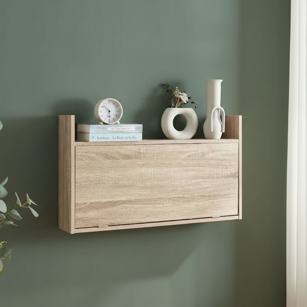Bureau mural rabattable Rautalampi 48 x 83 x 48 cm effet chêne blanc