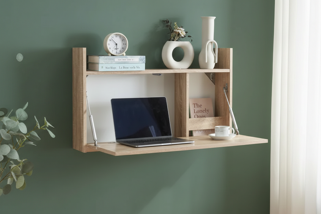 Bureau mural rabattable Rautalampi 48 x 83 x 48 cm effet chêne blanc