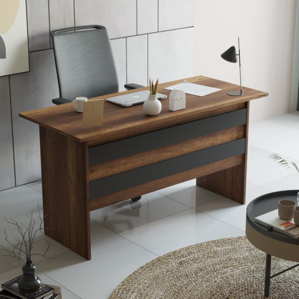 Bureau BEG1 – Design Contemporain 140 cm | 3 Coloris : Blanc, Bois/Anthracite ou Chêne/Noir