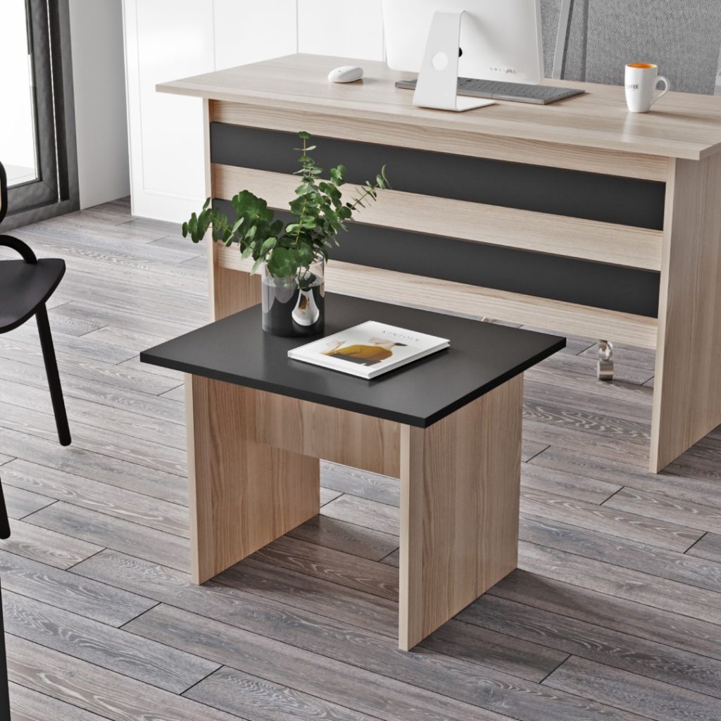 Table de bureau basse BEG2 – 3 Coloris | Blanc, Bois/Anthracite ou Chêne/Noir