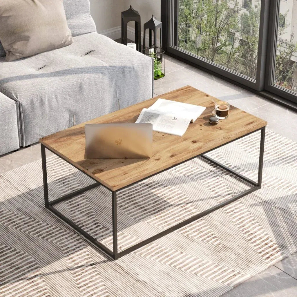 Table basse ATL10 – Design Scandinave 100 cm | Pin Naturel