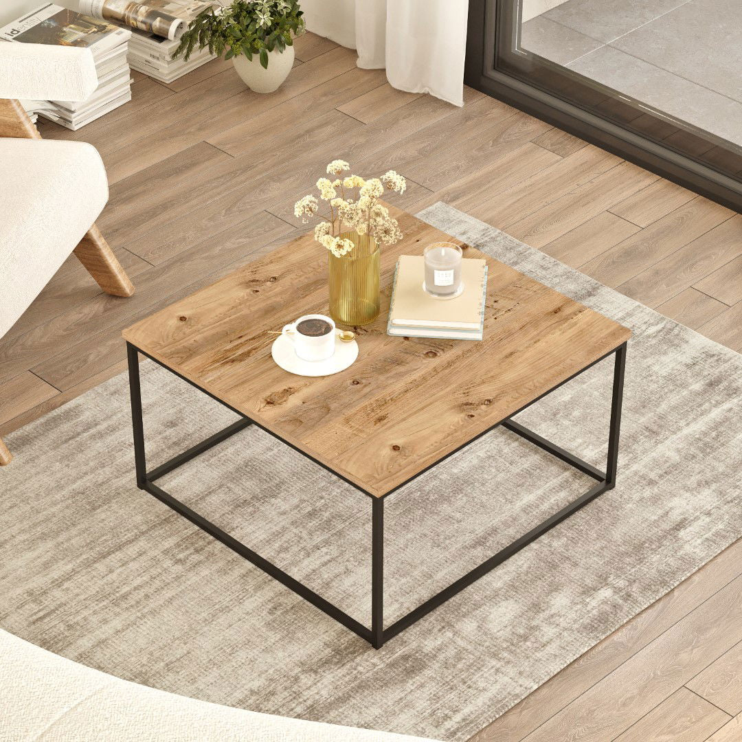 Table basse ATL13 – Design Scandinave Carrée 72 cm | Pin Naturel