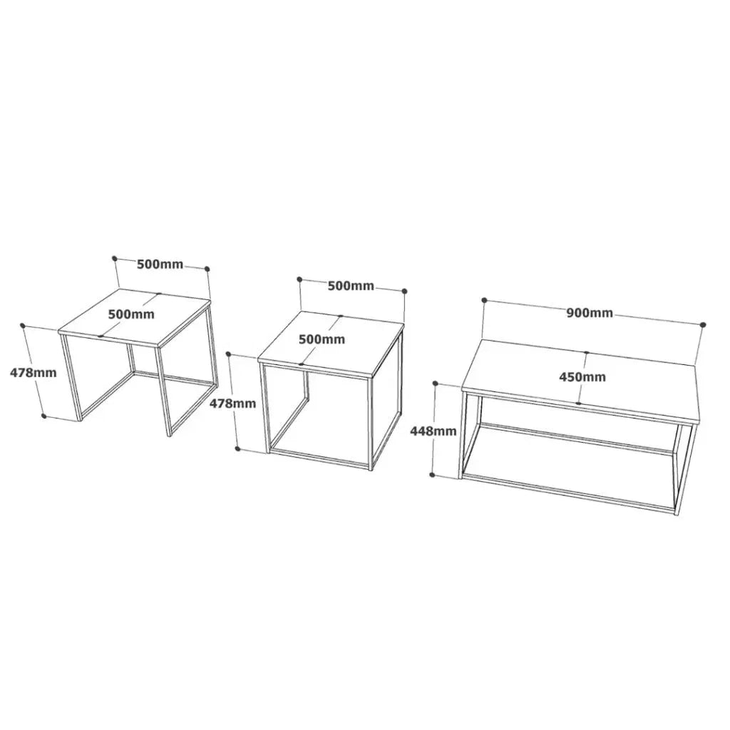 Table basse ATL9 – Set 3 pièces modulables | Style Scandinave Pin