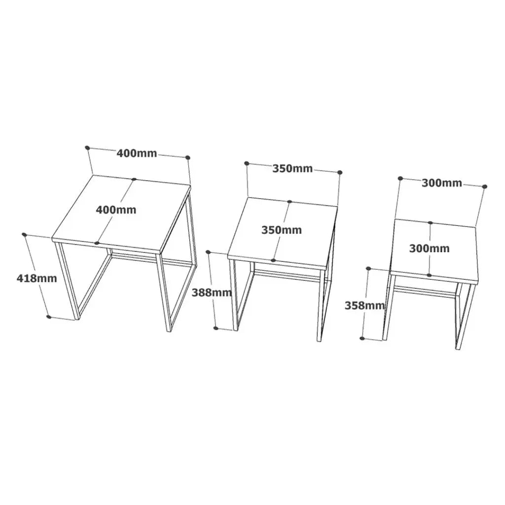 Table d'appoint ATL7 – Set de 3 tables gigognes | Style Scandinave Pin