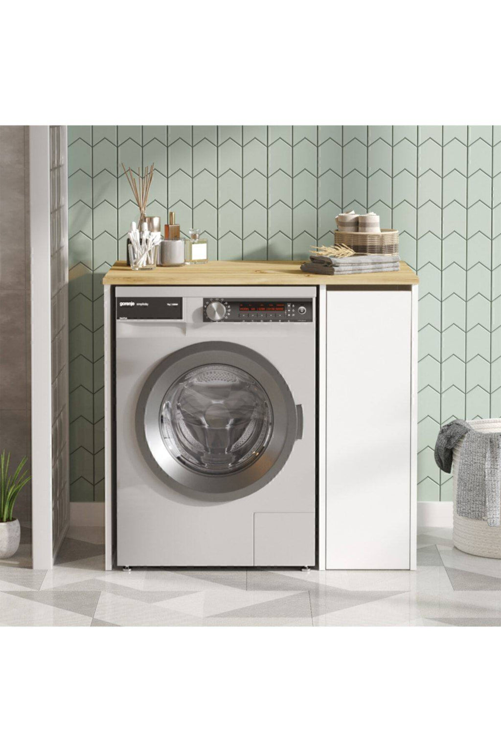 Meuble pour lave-linge large avec tiroirs