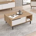Table basse BOH2 – Compartiments de rangement & Pieds Métal | Style Bohème Chêne/Blanc, Blanc ou Chêne