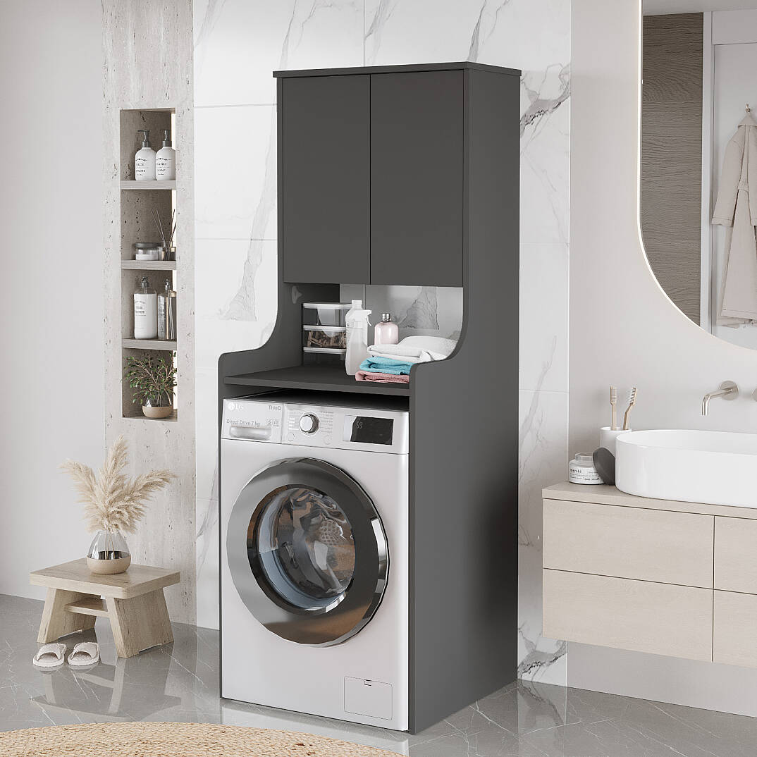 Meuble pour lave-linge VAL2 – Étagères & Compartiment de rangement 181 cm | 5 Coloris