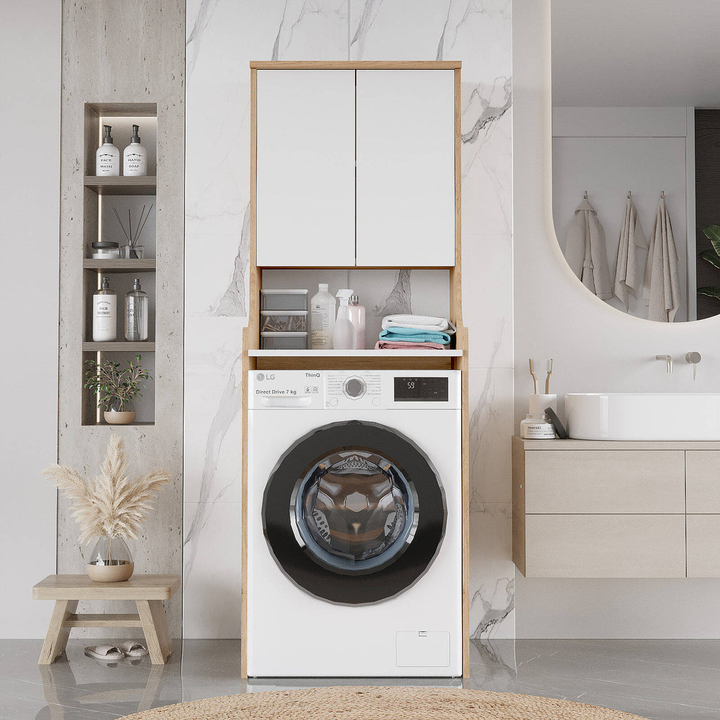Meuble pour lave-linge VAL2 – Étagères & Compartiment de rangement 181 cm | 5 Coloris