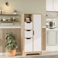 Colonne de rangement LIB1 – 6 Étagères, 2 Portes, 2 Tiroirs 140 cm | Chêne/Blanc, Blanc ou Chêne/Anthracite