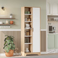 Colonne de rangement LIB2 – 11 Étagères, 1 Porte & 2 Compartiments 180 cm | Chêne/Blanc, Blanc ou Chêne/Anthracite