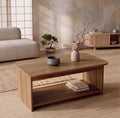 Table basse CHB1 arrondie, effet noyer ou pierre