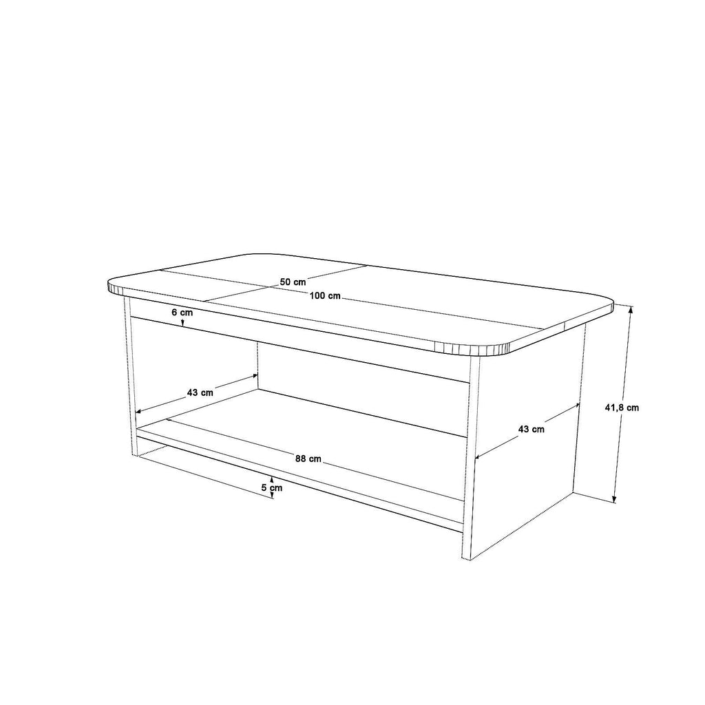 Table basse CHB1 arrondie, effet noyer ou pierre