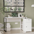 Bureau avec rangements NOR1 – Tiroir, Placard & Compartiment | Chêne/Blanc, Blanc ou Chêne/Anthracite