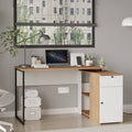 Bureau avec rangements NOR1 – Tiroir, Placard & Compartiment | Chêne/Blanc, Blanc ou Chêne/Anthracite