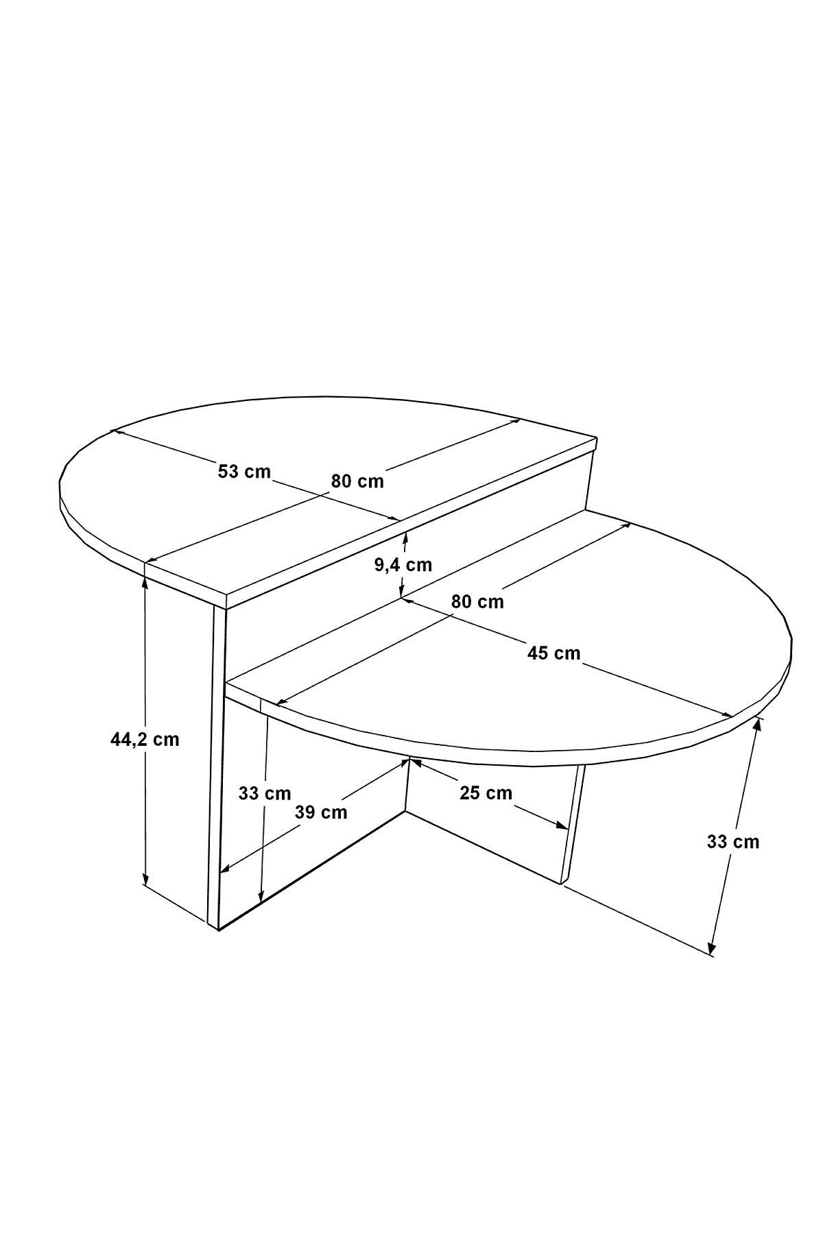 Table basse OSE1 ronde à deux niveaux, effet noyer ou pierre