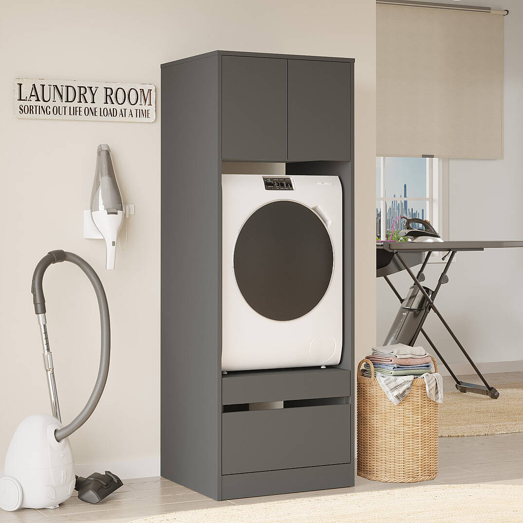 Meuble pour lave-linge VAL6 – Tiroirs & Compartiment de rangement 184 cm | 4 Coloris