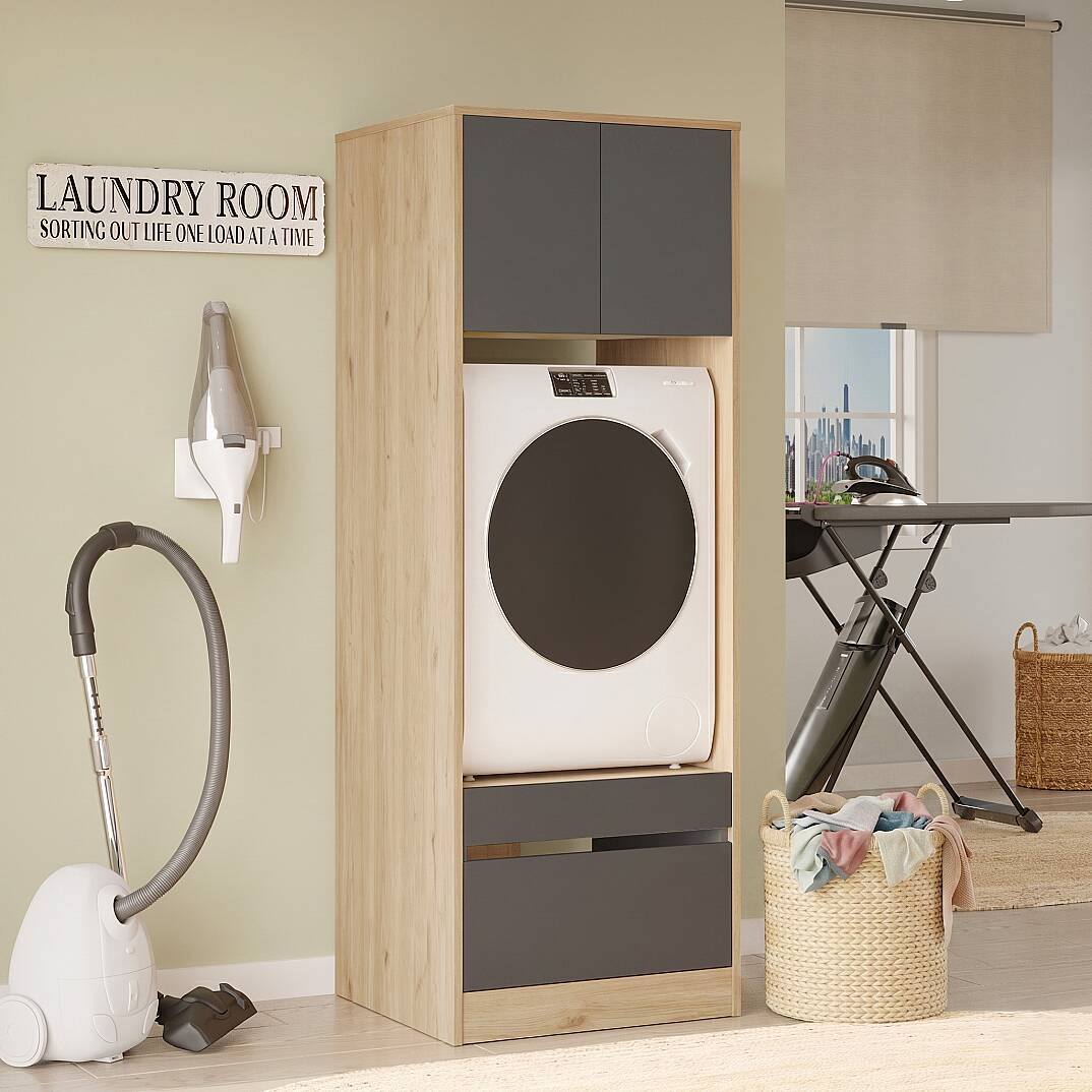 Meuble pour lave-linge VAL6 – Tiroirs & Compartiment de rangement 184 cm | 4 Coloris
