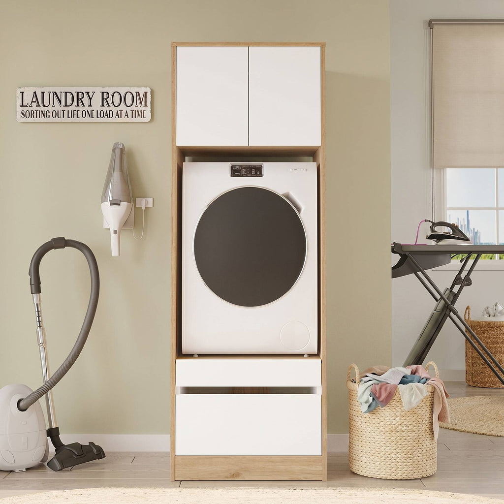 Meuble pour lave-linge VAL6 – Tiroirs & Compartiment de rangement 184 cm | 4 Coloris